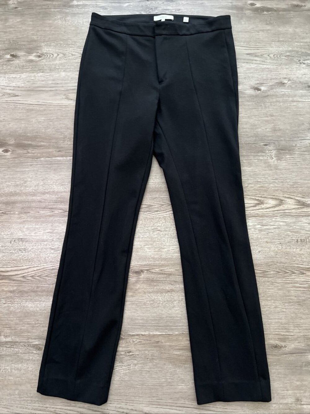 Vince Tapered Stove Pipe Pant Womens 6 Black Pintuck Ponte Full Length - Picture 2 of 16